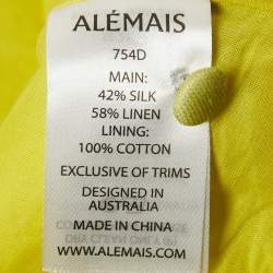 Pre Owned Alemais Green Floral Print Silk Blend Strapless Midi Dress M