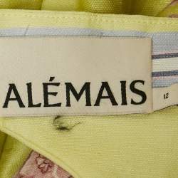 Pre Owned Alemais Green Floral Print Silk Blend Strapless Midi Dress M