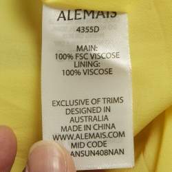Pre Owned Alemais Lemon Yellow Floral Print Satin Maxi Dress M