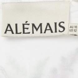 Pre Owned Alemais White Floral Embroidery Cotton Ruffled Blouse L