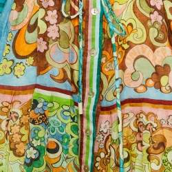 Pre Owned Alemais Multicolor Floral Print Ramie Dreamer Shirt Dress M