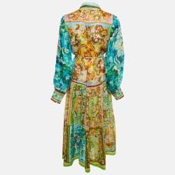 Pre Owned Alemais Multicolor Floral Print Ramie Dreamer Shirt Dress M