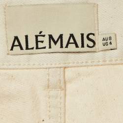 Pre Owned Alemais Ecru Denim Sylvie Straight Fit Jeans S/Waist 28"