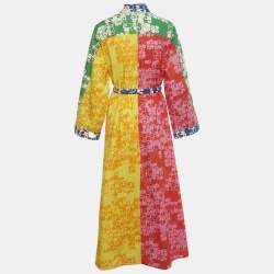 Pre Owned Alemais Multicolor Printed Louise Tie Waist Cotton Maxi Dress M