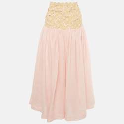 مملوكة مسبقًا تنورة أليمايس مطرزة زهرية ماكسي أنثيا مقاس كبير (لارج)