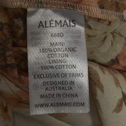 Pre Owned فستان قصير أليمايس قطن كريم مطبوع بأزهار مكشكش ديربي مقاس متوسط - ميديم