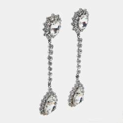 Pre Owned Alessandra Rich Crystals Silver Tone Earrings