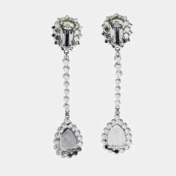 Pre Owned Alessandra Rich Crystals Silver Tone Earrings