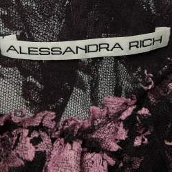 Alessandra Rich Black Floral Lace Ruffled Mid Dress M