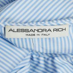 Pre Owned Alessandra Rich Stripe Cotton Bow Detail Crop Top M