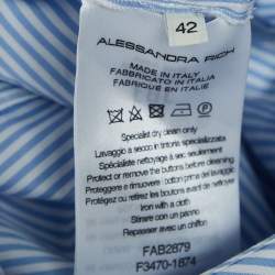 Pre Owned Alessandra Rich Stripe Cotton Bow Detail Crop Top M