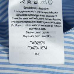 Pre Owned Alessandra Rich Stripe Cotton Bow Detail Crop Top M