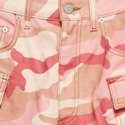 Alessandra Rich Pink Camouflage High-Rise Denim Shorts M