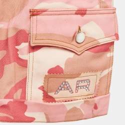 Alessandra Rich Pink Camouflage High-Rise Denim Shorts M