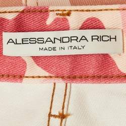 Alessandra Rich Pink Camouflage High-Rise Denim Shorts M
