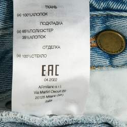 Pre Owned Alessandra Rich Blue Embellished Denim Mini Skirt S Waist 26"