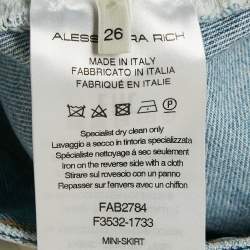 Pre Owned Alessandra Rich Blue Embellished Denim Mini Skirt S Waist 26"