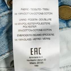 Pre Owned Alessandra Rich Blue Embellished Denim Mini Skirt S Waist 26"