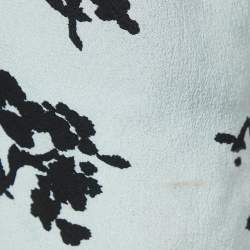 Alessandra Rich Blue Floral Print Silk Ruffled Neck Maxi Dress XS