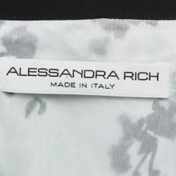 Alessandra Rich Blue Floral Print Silk Ruffled Neck Maxi Dress XS
