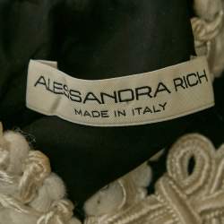 مملوكة مسبقًا Alessandra Rich Black Floral Print Silk Braided Cut-Out Mini Dress XS