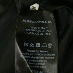 مملوكة مسبقًا Alessandra Rich Black Floral Print Silk Braided Cut-Out Mini Dress XS