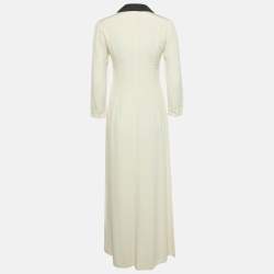 Pre Owned Alessandra Rich Cream Silk Double Breasted Maxi Dress M