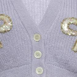 Pre Owned كارديغان أليساندرا ريتش صوفي مخلوط بزخرفة فيونكة بنفسجي مقاس صغير (سمول)