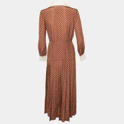 مملوكة مسبقًا فستان أليساندرا ريتش بني منقط حرير مطوي ماكسي مقاس وسط (ميديم)