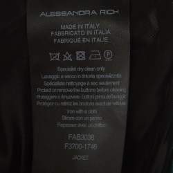 Pre Owned Alessandra Rich Green Velvet Fur Trim Jacket and Mini Skirt Suit S