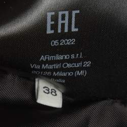 Pre Owned Alessandra Rich Green Velvet Fur Trim Jacket and Mini Skirt Suit S