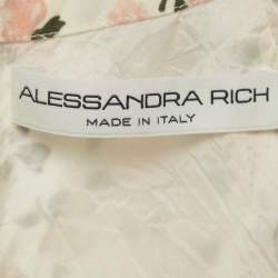 Pre Owned Alessandra Rich Cream Floral Print Lace Trim Mini Dress S