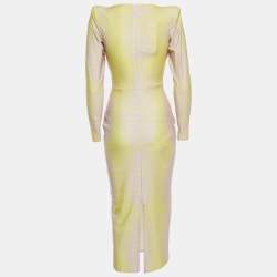 Alex Perry Yellow/Lilac Croc Print Jersey Midi Dress L
