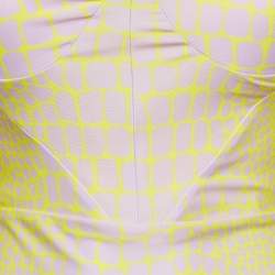 Alex Perry Yellow/Lilac Croc Print Jersey Midi Dress L