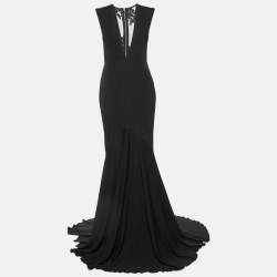 Alex Perry Black Embellished Jersey Sleeveless Gown L