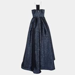 Alex Perry Metallic Blue Lurex Crepe Sleeveless Gown M