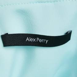 Alex Perry Blue Jersey Strapless Ruche Maxi Dress With Gloves S