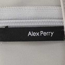 Pre Owned Alex Perry Grey Stretch Knit Ruched Column Long Dress S