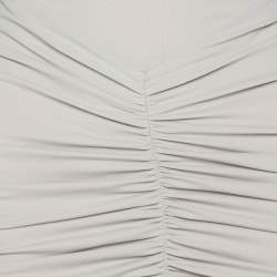 Pre Owned Alex Perry Grey Stretch Knit Ruched Column Long Dress S