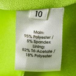 Alex Perry Lime Green Velvet Cut-Out Detail One Shoulder Maxi Dress M