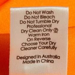 Pre Owned Alex Perry Orange Crepe Cape Sleeve Gown M