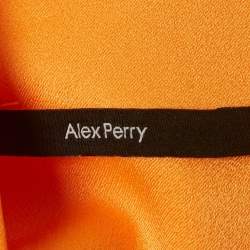 Pre Owned Alex Perry Orange Crepe Cape Sleeve Gown M