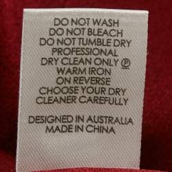 Pre Owned Alex Perry Dark Red Crepe Asymmetric Long Sleeve Flounce Gown L