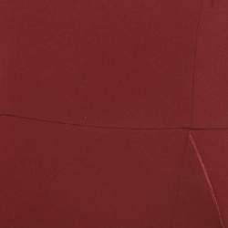 Pre Owned Alex Perry Dark Red Crepe Asymmetric Long Sleeve Flounce Gown L