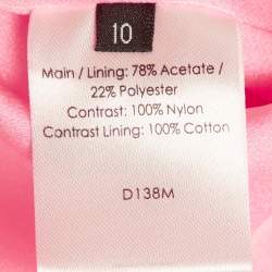 Pre Owned Alex Perry Neon Pink Crepe Strapless Shoulder Drape Crinoline Gown M