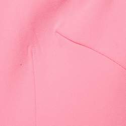 Pre Owned Alex Perry Neon Pink Crepe Strapless Shoulder Drape Crinoline Gown M