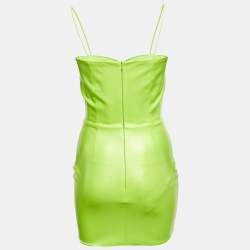 Pre Owned Alex Perry Neon Green Faux Leather Strappy Clay Mini Dress S 