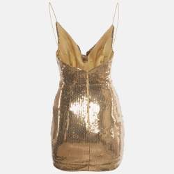 Pre Owned Alex Perry Gold Sequin Corset Mini Dress S