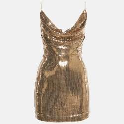 Pre Owned Alex Perry Gold Sequin Corset Mini Dress S