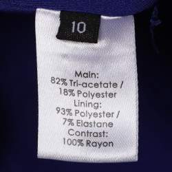 Pre Owned Alex Perry Dallas Blue Satin Fringe Sleeveless Midi Dress L